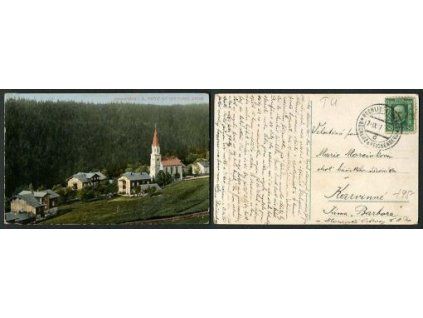 JANSKÉ LÁZNĚ / Johannisbad i. B. Partie mit der Evang. Kirche.
