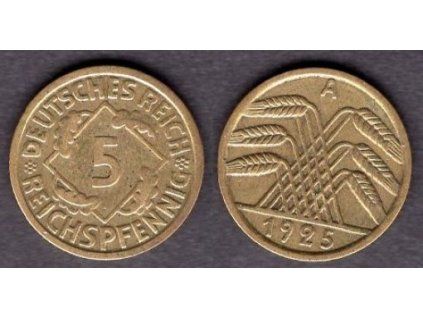 NĚMECKO. 5 Reichspfennig 1925/A.