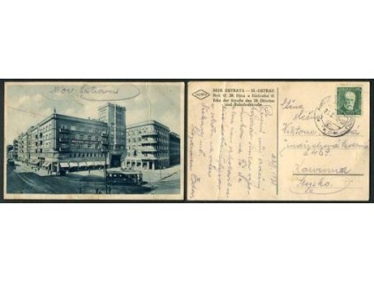 MORAVSKÁ OSTRAVA. Roh tř. 28. října a Nádražní tř. 1931.