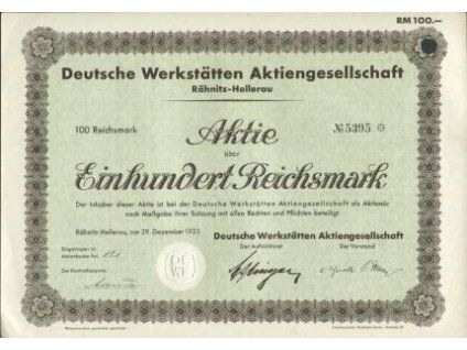 NÈMECKO. Deutsche Werkstätten Aktiengesellschaft, Rähnitz-Hellerau.