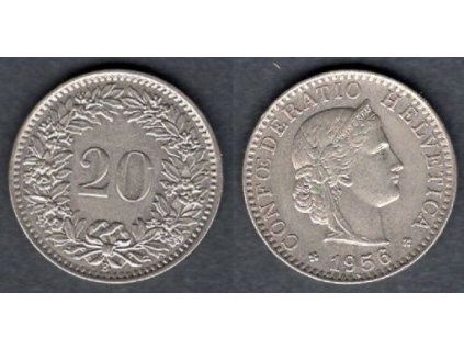 ŠVÝCARSKO. 20 rappen 1956.