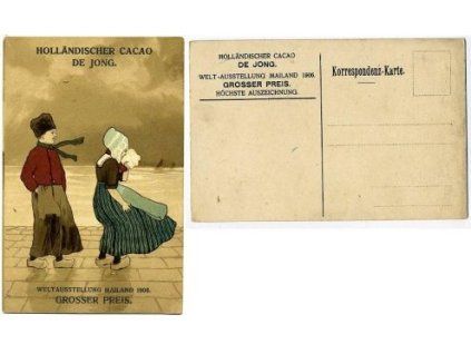 Holländischer Cacao de Jong. Weltausstellung Mailand 1906 GROSSER PREIS.