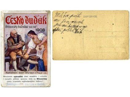 Český dudák. Občanský kalendář na rok 1908.