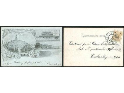 VELKÝ OSEK. Bojiště u Kolína. Nádraží. 1900. Litografie.