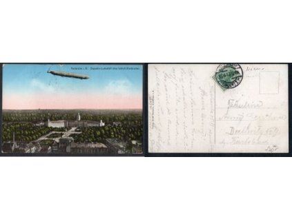 Karlsruhe i. B. Zeppelin-Luftschift über Schloß. 1913.