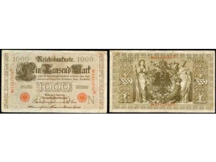 NĚMECKO. 1.000 Mark. Ro. 45d. 21.4.1910. Podtisk N. Série H.