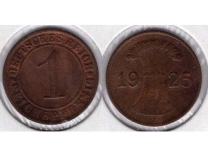 NĚMECKO. 1 Reichspfennig 1925/J.