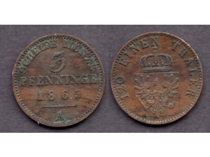 PREUSSEN. 3 Pfennige 1865/A.