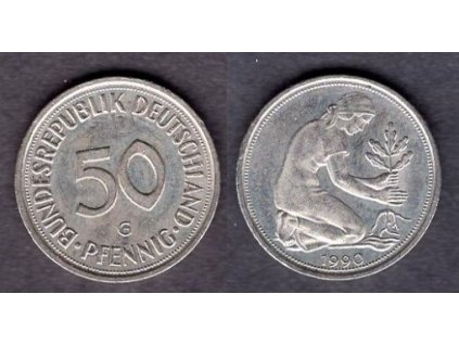 NĚMECKO. 50 Pfennig 1990/G.