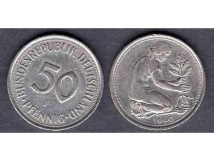NĚMECKO. 50 Pfennig 1990/F.