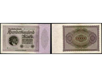 NĚMECKO. 100.000 Mark. Ro. 82a. 1. 2.1923. Série R.