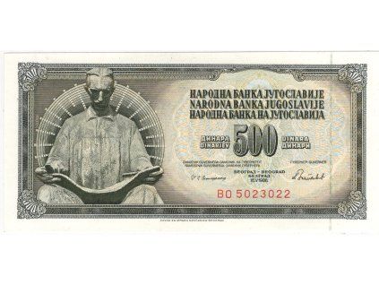 JUGOSLÁVIE. 500 dinara, 16. 5. 1986. ser. BO.