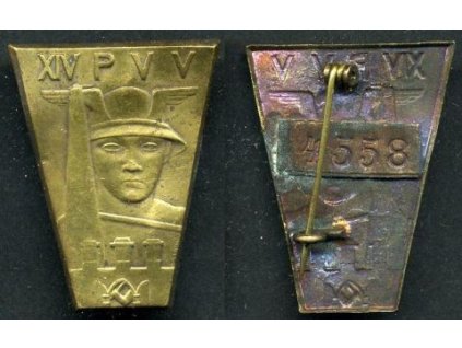 Pražské vzorkové veletrhy - 14. Plechový odznak. Číslo 4558.