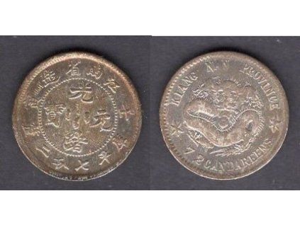 1875 - 1908. Císař Te Tsung. Provincie Kiangnan. 10 cents 1904/HAH TH. Ag. Y-142a.13.