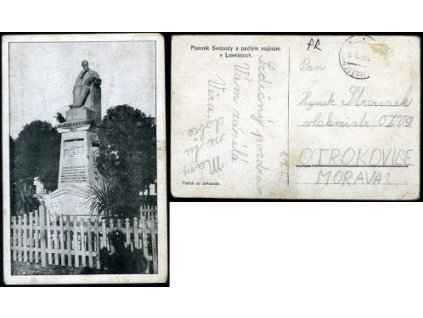 LOVĚŠICE. Pomník Svobody a padlým vojínům. 1948.
