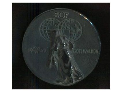 ZLÍN / Gottwaldov. Světová odborová federace. 20. 22.VI.1949. Skleněná medaile.