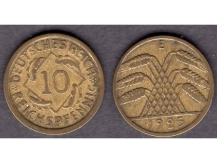 NĚMECKO. 10 Reichspfennig 1925/E.