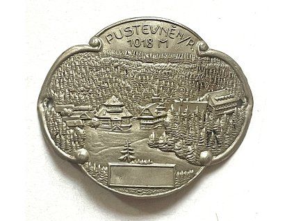 PUSTEVNĚ n. R. Štítek na hůl.