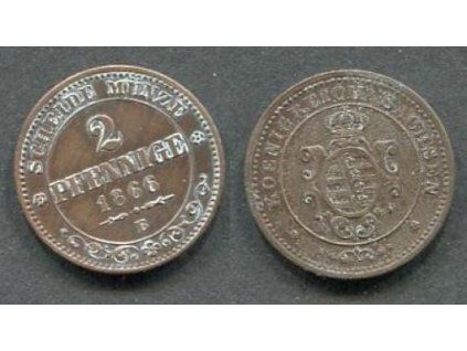 SACHSEN. 2 Pfennige 1866/B.