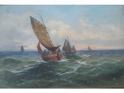 RÖVERS, O.: Plachetnice na rozbouřeném moři.