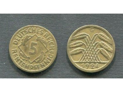 NĚMECKO. 5 Rentenpfennig 1924/G.