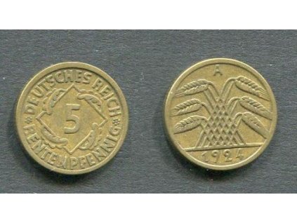 NĚMECKO. 5 Rentenpfennig 1924/A.