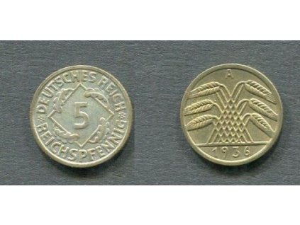 NĚMECKO. 5 Reichspfennig 1936/A.