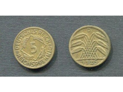 NĚMECKO. 5 Reichspfennig 1925/D.