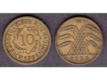 NĚMECKO. 10 Reichspfennig 1930/A.