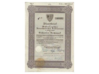 NĚMECKO. Mecklenburgische Ritterschaftliche Kreditverein in Seestadt Rostock. 1944.