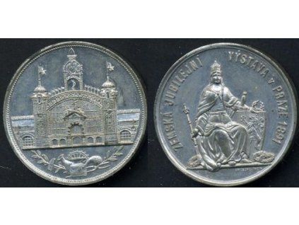 Zemská jubilejní výstava v Praze 1891. Cínová medaile.