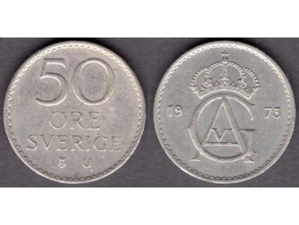 ŠVÉDSKO. 50 öre 1973. KM-837