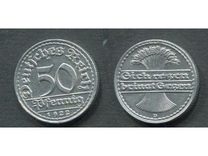 NĚMECKO. 50 Pfennig 1922/D.