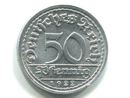 NĚMECKO. 50 Pfennig 1922/F.