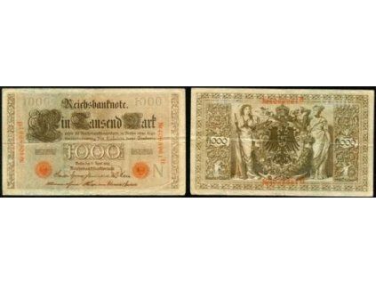 NĚMECKO. 1.000 Mark. Ro. 45d. 21.4.1910. Podtisk N. Série H.