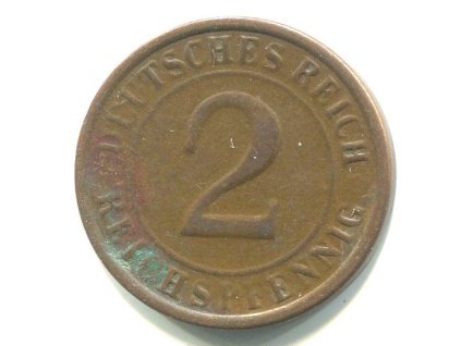 NĚMECKO. 2 Reichspfennig 1925/A.
