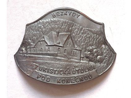 BEZKYDY. Turistická útulna pod Konečnou. Štítek na hůl.