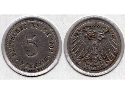 NĚMECKO. 5 Pfennig 1902/A.