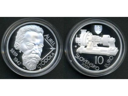 SLOVENSKO. 10 Euro 2009. Aurel Stodola. Ag. PROOF.