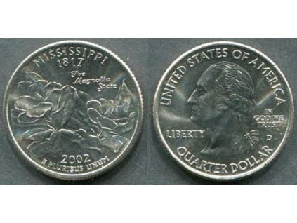 USA. 1/4 dollar 2002/D. Mississippi.