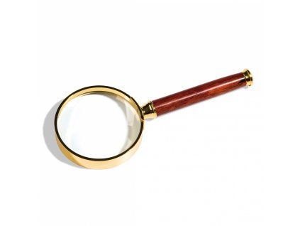 Lupa ROSEWOOD 50, zvětšení 3×, rukojeť z růžového dřeva, pozlacený kovovoý rám