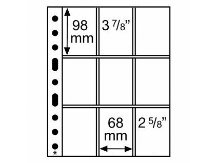 Plastové listy GRANDE, s 9 poli, 68x98 mm, průhledné