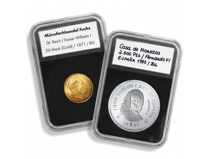 Kapsle QUICKSLAB, na mince do Ø 17 mm, průhledné, s černou pěnou - 5 kusů v balení