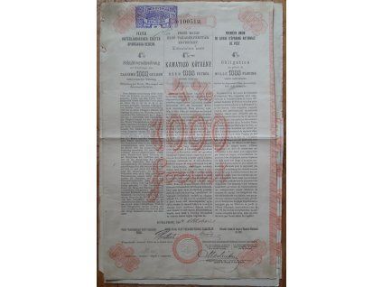 MAĎARSKO. Pester Vaterländischer erster Sparcassa-Verein. Obligace na 1000 zlatých. 1894.
