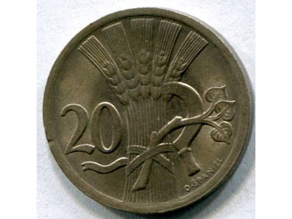 ČESKOSLOVENSKO. 20 haléřů 1938.
