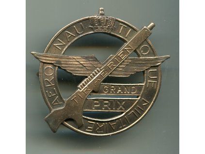 BELGIE. Vojenský odznak za leteckou střelbu. Aeronautique militaire. Tir aerien. Grad prix.