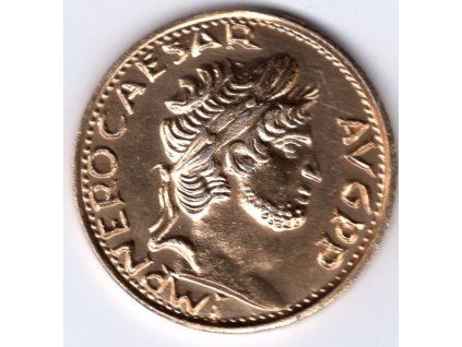 02 - Antický ŘÍM. Nero (54-68 n. l.). Kopie, eloxovaný hliník.