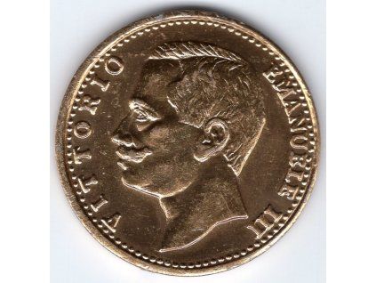23 - ITÁLIE. Viktor Emanuel III. 100 lire 1905. Kopie, eloxovaný hliník.