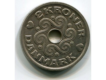 DÁNSKO. 2 kroner 1992.
