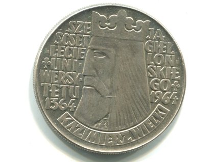 POLSKO. 10 złotych 1964. Král Kazimír Veliký. Nápis vkleslý.